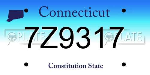 7Z9317 Connecticut License Plate