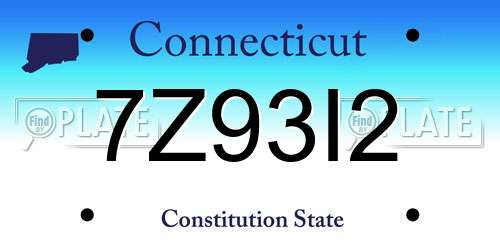 7Z93I2 Connecticut License Plate