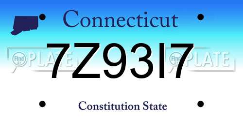 7Z93I7 Connecticut License Plate