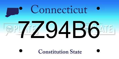 7Z94B6 Connecticut License Plate