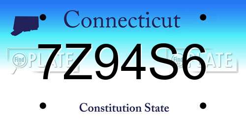 7Z94S6 Connecticut License Plate