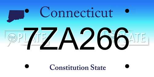 7ZA266 Connecticut License Plate