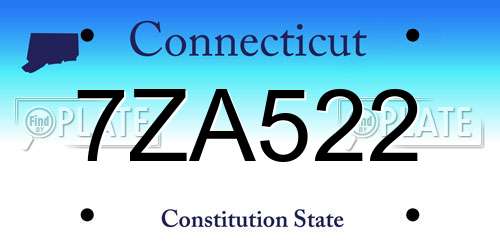 7ZA522 Connecticut License Plate