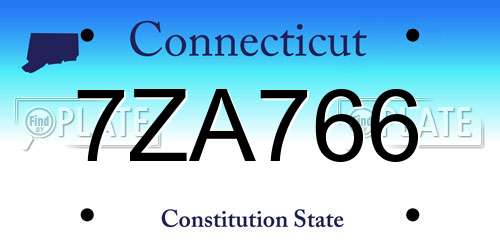 7ZA766 Connecticut License Plate