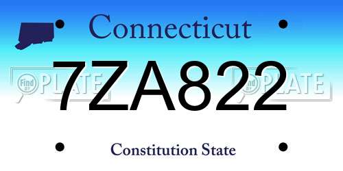7ZA822 Connecticut License Plate