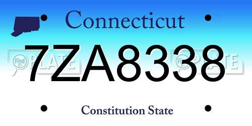 7ZA8338 Connecticut License Plate