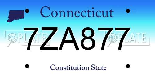 7ZA877 Connecticut License Plate