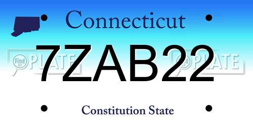 7ZAB22 Connecticut License Plate