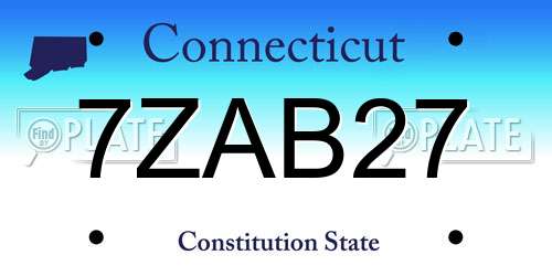 7ZAB27 Connecticut License Plate