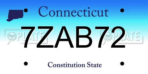7ZAB72 Connecticut License Plate