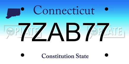 7ZAB77 Connecticut License Plate