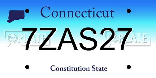 7ZAS27 Connecticut License Plate