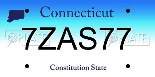 7ZAS77 Connecticut License Plate