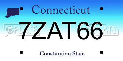 7ZAT66 Connecticut License Plate