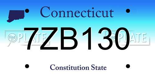 7ZB130 Connecticut License Plate