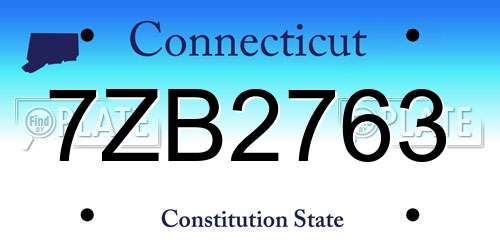 7ZB2763 Connecticut License Plate