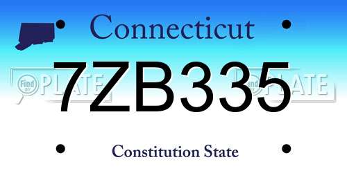7ZB335 Connecticut License Plate