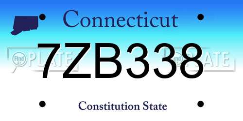 7ZB338 Connecticut License Plate