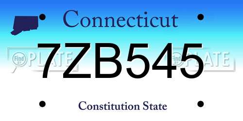 7ZB545 Connecticut License Plate