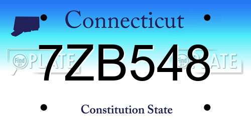 7ZB548 Connecticut License Plate