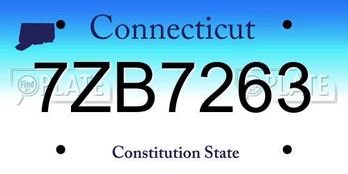 7ZB7263 Connecticut License Plate