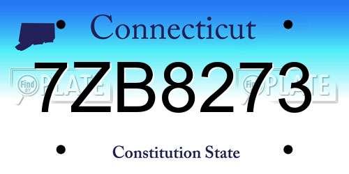 7ZB8273 Connecticut License Plate