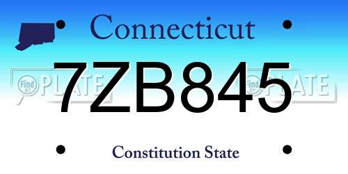 7ZB845 Connecticut License Plate