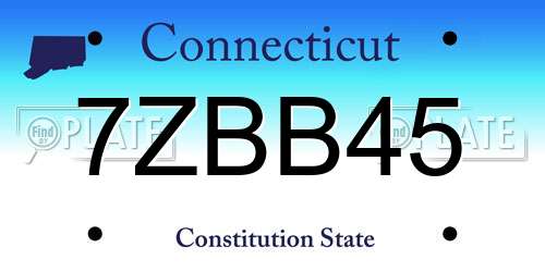 7ZBB45 Connecticut License Plate