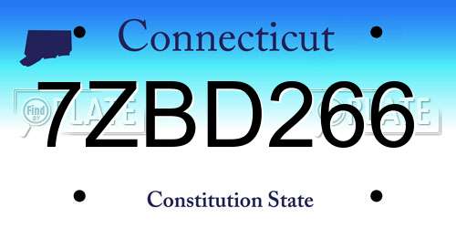 7ZBD266 Connecticut License Plate
