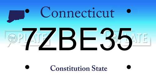 7ZBE35 Connecticut License Plate
