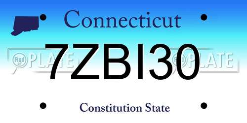 7ZBI30 Connecticut License Plate