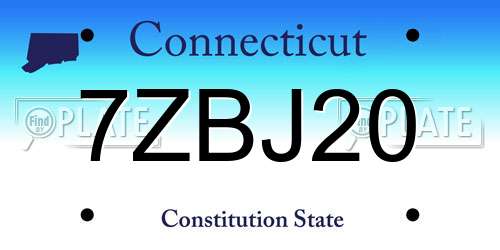 7ZBJ20 Connecticut License Plate