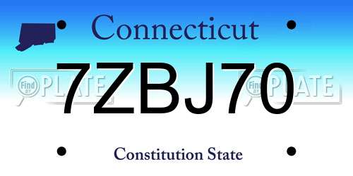 7ZBJ70 Connecticut License Plate