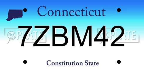 7ZBM42 Connecticut License Plate