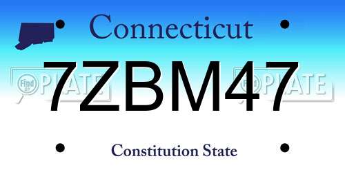 7ZBM47 Connecticut License Plate