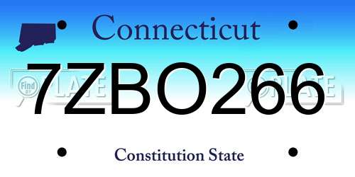 7ZBO266 Connecticut License Plate