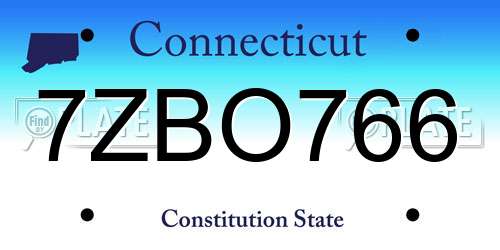 7ZBO766 Connecticut License Plate