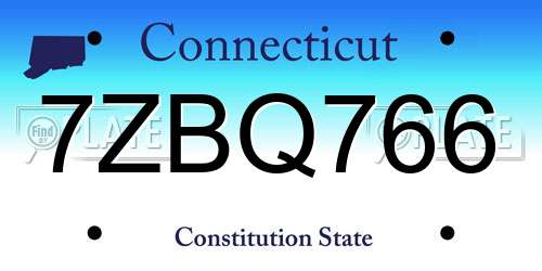 7ZBQ766 Connecticut License Plate