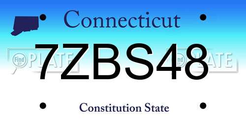 7ZBS48 Connecticut License Plate