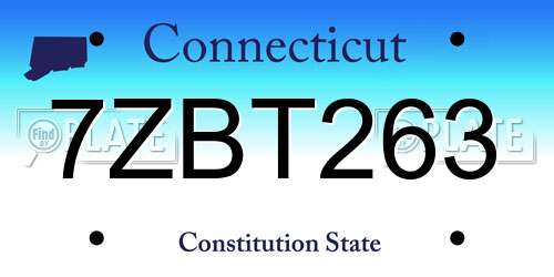 7ZBT263 Connecticut License Plate