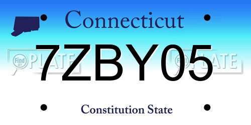 7ZBY05 Connecticut License Plate