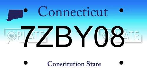 7ZBY08 Connecticut License Plate