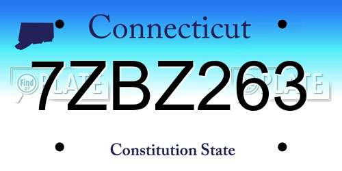 7ZBZ263 Connecticut License Plate
