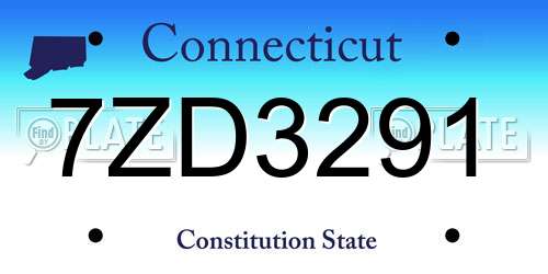 7ZD3291 Connecticut License Plate