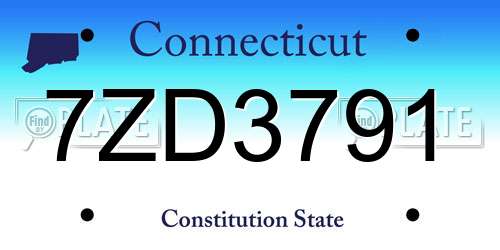 7ZD3791 Connecticut License Plate