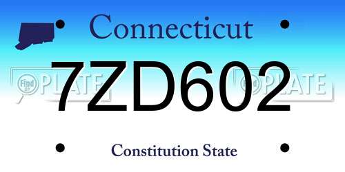 7ZD602 Connecticut License Plate