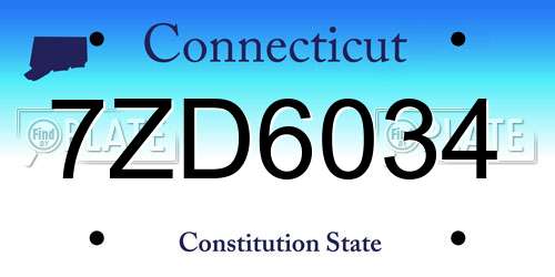 7ZD6034 Connecticut License Plate