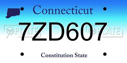7ZD607 Connecticut License Plate