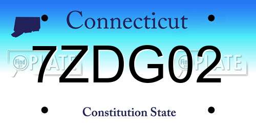 7ZDG02 Connecticut License Plate