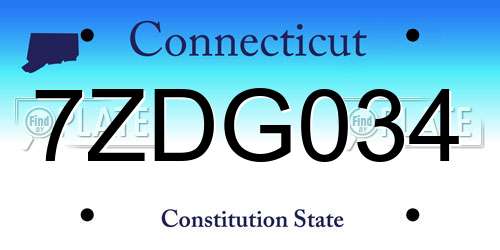 7ZDG034 Connecticut License Plate